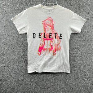 Doki Doki Mens Shirt Small White Short Sleeve Anime Graphic Spellout Delete